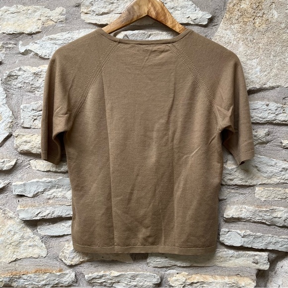 Philippe Adec Women's V-Neck Sweater in Camel Brown - Picture 2 of 8